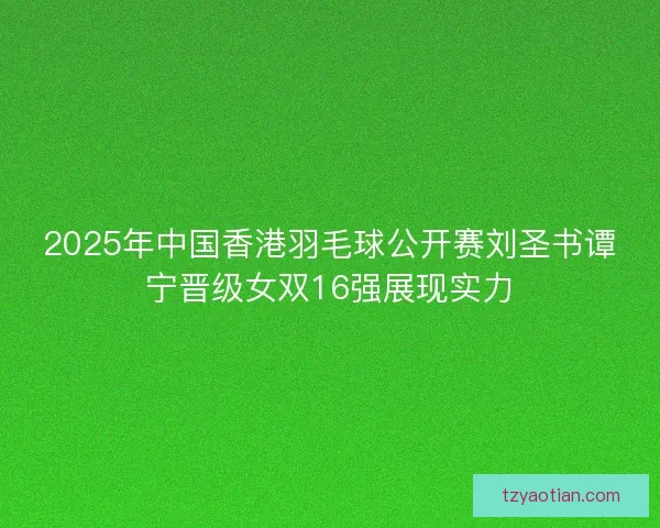 2025年中国香港羽毛球公开赛刘圣书谭宁晋级女双16强展现实力