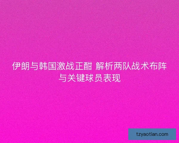 伊朗与韩国激战正酣 解析两队战术布阵与关键球员表现